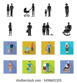 Isolated object of character and avatar sign. Set of character and portrait stock vector illustration.