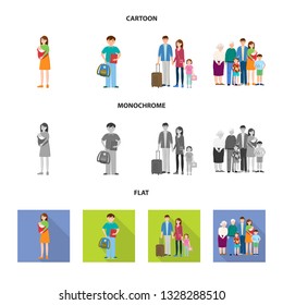 Isolated object of character and avatar  symbol. Set of character and portrait stock vector illustration.