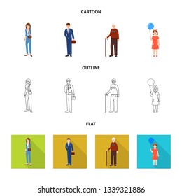 Isolated object of character and avatar  symbol. Collection of character and portrait vector icon for stock.