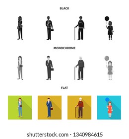 Isolated object of character and avatar  symbol. Set of character and portrait stock symbol for web.