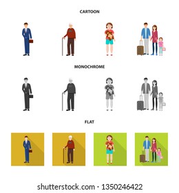 Isolated object of character and avatar  symbol. Collection of character and portrait stock vector illustration.