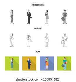 Isolated object of character and avatar  symbol. Collection of character and portrait stock symbol for web.