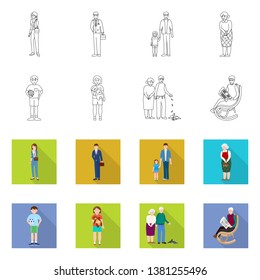 Isolated object of character and avatar  symbol. Set of character and portrait stock symbol for web.