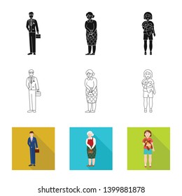 Isolated object of character and avatar  symbol. Collection of character and portrait vector icon for stock.