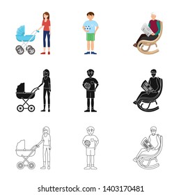 Isolated object of character and avatar  symbol. Collection of character and portrait stock vector illustration.