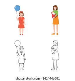 Isolated object of character and avatar  symbol. Collection of character and portrait stock symbol for web.