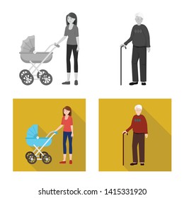 Isolated object of character and avatar  symbol. Set of character and portrait stock symbol for web.