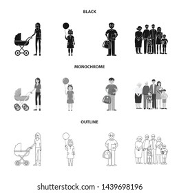 Isolated object of character and avatar symbol. Collection of character and portrait stock symbol for web.