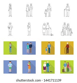 Isolated object of character and avatar symbol. Set of character and portrait stock symbol for web.
