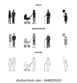 Isolated object of character and avatar symbol. Set of character and portrait stock vector illustration.