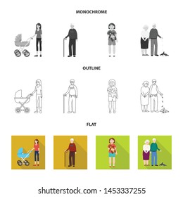 Isolated object of character and avatar symbol. Set of character and portrait stock symbol for web.