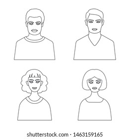 Isolated object of character and avatar symbol. Set of character and person vector icon for stock.