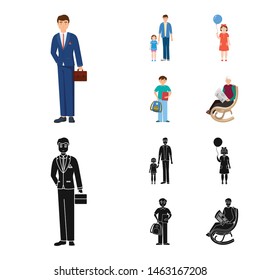 Isolated object of character and avatar symbol. Collection of character and portrait stock vector illustration.