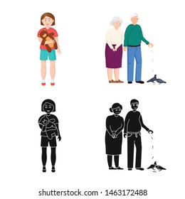 Isolated object of character and avatar symbol. Set of character and portrait stock symbol for web.