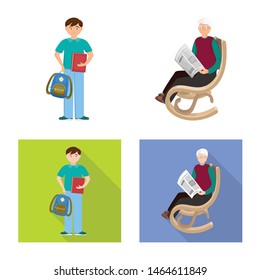 Isolated object of character and avatar symbol. Set of character and portrait stock symbol for web.