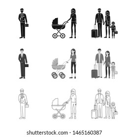 Isolated object of character and avatar symbol. Collection of character and portrait vector icon for stock.