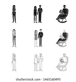 Isolated object of character and avatar symbol. Set of character and portrait vector icon for stock.