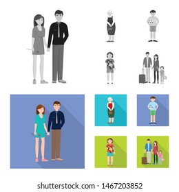 Isolated object of character and avatar symbol. Collection of character and portrait stock symbol for web.