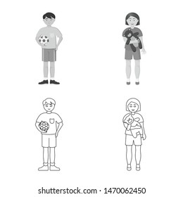 Isolated object of character and avatar symbol. Collection of character and portrait stock symbol for web.