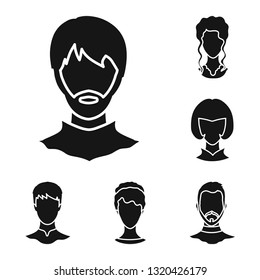 Isolated object of character and profile icon. Collection of character and dummy stock vector illustration.