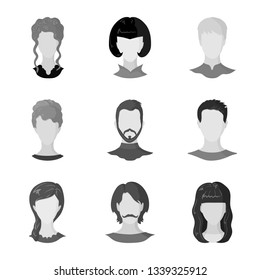 Isolated object of character and profile icon. Collection of character and dummy vector icon for stock.