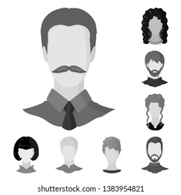Isolated object of character and profile icon. Set of character and dummy vector icon for stock.