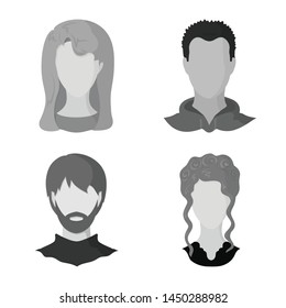 Isolated object of character and profile icon. Set of character and dummy vector icon for stock.