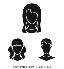 Isolated object of character and profile icon. Collection of character and dummy stock vector illustration.