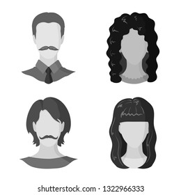Isolated object of character and profile logo. Collection of character and dummy stock vector illustration.