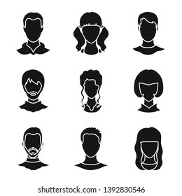 Isolated object of character and profile logo. Collection of character and dummy vector icon for stock.