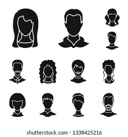 Isolated object of character and profile sign. Set of character and dummy stock symbol for web.