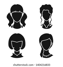 Isolated object of character and profile symbol. Set of character and dummy stock symbol for web.