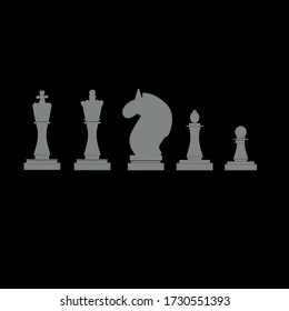 Isolated object of checkmate, grey chess icons vector illustration on black background