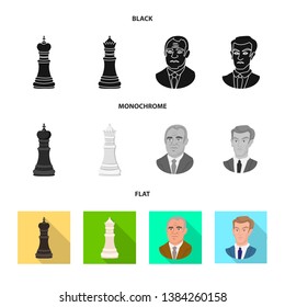Isolated object of checkmate and thin icon. Collection of checkmate and target stock symbol for web.
