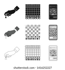 Isolated object of checkmate and thin icon. Collection of checkmate and target stock symbol for web.