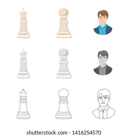 Isolated object of checkmate and thin icon. Set of checkmate and target stock vector illustration.