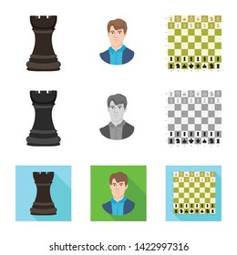 Isolated object of checkmate and thin icon. Set of checkmate and target stock symbol for web.