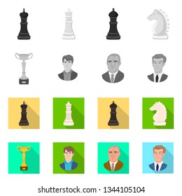 Isolated object of checkmate and thin logo. Set of checkmate and target stock symbol for web.