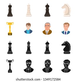 Isolated object of checkmate and thin logo. Collection of checkmate and target stock symbol for web.