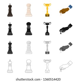 Isolated object of checkmate and thin logo. Set of checkmate and target vector icon for stock.