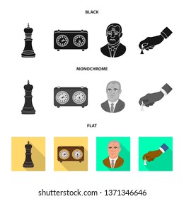 Isolated object of checkmate and thin logo. Set of checkmate and target stock symbol for web.