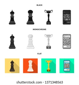 Isolated object of checkmate and thin logo. Set of checkmate and target stock vector illustration.