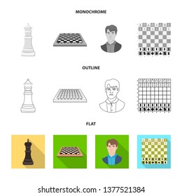 Isolated object of checkmate and thin logo. Set of checkmate and target stock vector illustration.