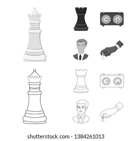 Isolated object of checkmate and thin logo. Collection of checkmate and target stock vector illustration.