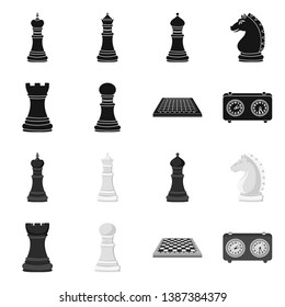 Isolated object of checkmate and thin logo. Set of checkmate and target stock symbol for web.