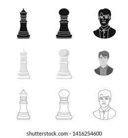 Isolated object of checkmate and thin logo. Collection of checkmate and target stock vector illustration.
