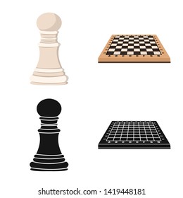Isolated object of checkmate and thin logo. Collection of checkmate and target stock vector illustration.