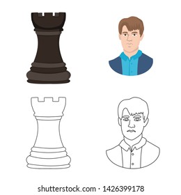 Isolated object of checkmate and thin logo. Set of checkmate and target stock vector illustration.