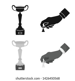Isolated object of checkmate and thin logo. Set of checkmate and target stock symbol for web.
