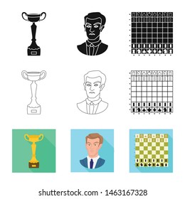 Isolated object of checkmate and thin logo. Set of checkmate and target vector icon for stock.